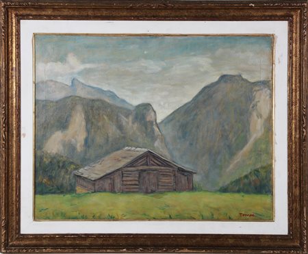TOMEA FIORENZO (1910 - 1960) Fienile. 1950. Olio su tela. Cm 90,00 x 70,00....