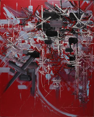 MATHIEU GEORGES (1921 - 2012) Senza titolo. . 1986. Tecnica mista su tela. Cm...