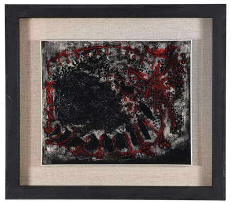 PIQUERAS JORGE (n. 1925) Instrumento. . 1960. Olio su cartone. Cm 46,00 x...