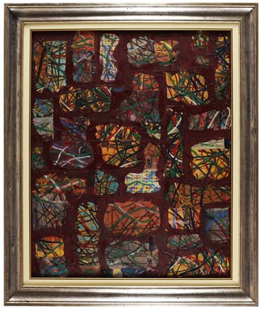 BIANCO REMO (1922 - 1990) Ricostruzione. . 1961. Collage su tela. Cm 100,00 x...