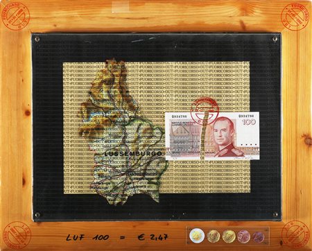 ROTELLA MIMMO (1918 - 2006) Fuoricorso 2001 (Lussemburgo). Polimaterica su...