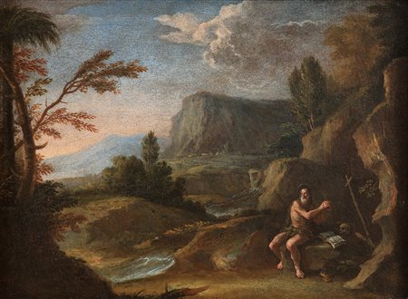 Scuola napoletana sec XVIII Paesaggio con Sant’ Onofrio Olio su tela 35x50
