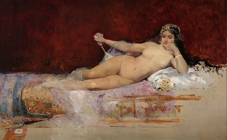 Francesco Netti (Santeramo 1832-1894) Odalisca Olio su tela cm 70x110...