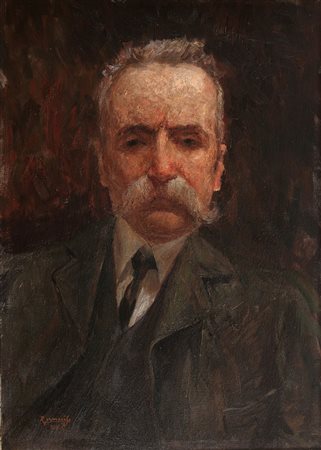 Raffaele Armenise (Bari 1852-Milano 1925) Ritratto maschile Olio su tela cm...