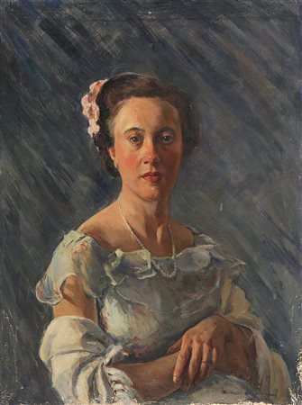 Michele De Simone (Barletta 1893-Milano 1955) Ritratto di donna Olio su tela...