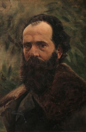 Dipinto sec XIX Ritratto di uomo barbuto Olio su tela cm 54x37