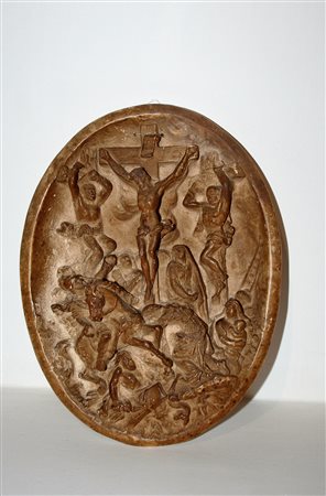 Placca in terracotta sec XVIII-XIX Crocifissione cm 23