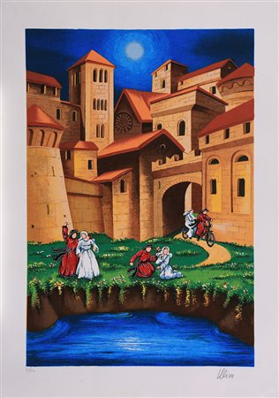 ULISSE Osimo 1957 "Il Tandem" 2001 Serigrafia polimaterica su carta es. n....