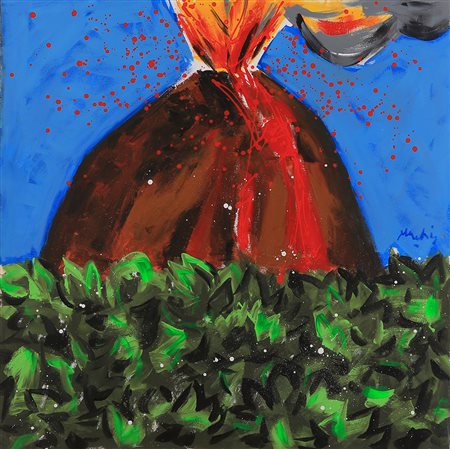 RENZO MESCHIS Palermo 1945 " Eruzione " acrilico su tela 100x100 firma sulla...