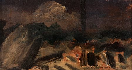 PIETRO ANNIGONI Milano 1910 - Firenze 1988 " Grande sasso " 1953 olio su...