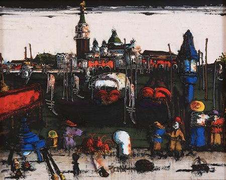 GENNARO PICINNI Bari 1933 " Venezia " 1979 Olio su tavola 40x50 firmato in...