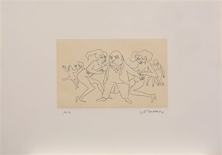 MINO MACCARI Siena 1898 - Roma 1989 Senza titolo Incisione su carta es. n....