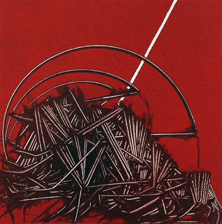 EMILIO SCANAVINO Genova 1922 - Milano 1986 " La trappola " 1979 olio su tela...