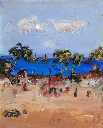 SERGIO SCATIZZI Gragnano 1918 - 2009 " Marina " 2000 olio su tavola 50x40...