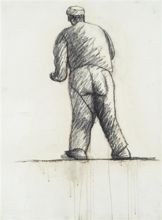 Ottone Rosai, Firenze 1895 - Ivrea 1957, Figura di schiena, 1932, Carboncino...