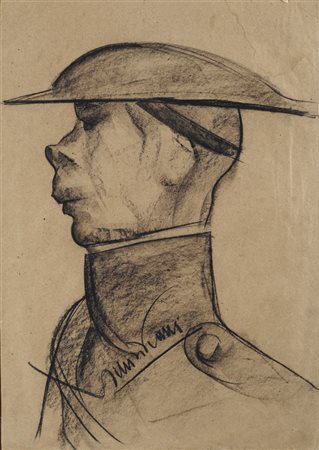 Lorenzo Viani, Viareggio 1882 - Ostia 1936, Soldato, 1917-18, Carboncino su...