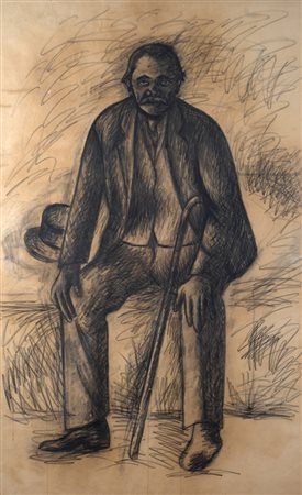 Ottone Rosai, Firenze 1895 - Ivrea 1957, Uomo seduto, (1935), Carboncino su...