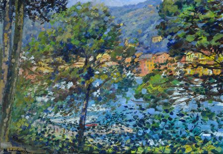 Michele Cascella, Ortona 1892 - Milano 1989, Portofino, 1999, Olio su tela,...