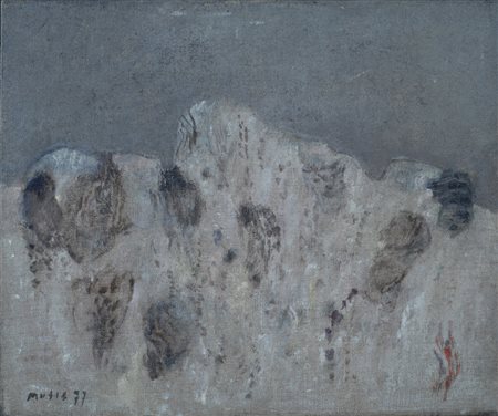 Zoran Music, Gorizia 1909 - 2005, Paesaggio sassoso, 1977, Olio su tela, cm....