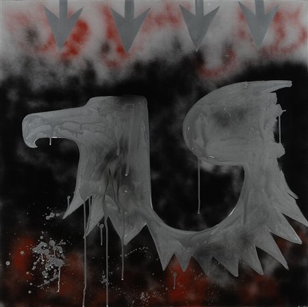 Franco Angeli, Roma 1935 - 1988, Aquila, anni 70, Smalti su tela, cm....