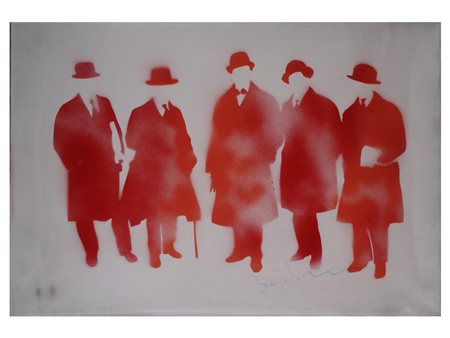 Mario Schifano, Homs 1934 - Roma 1998, Futuristi, Acrilico su tela, cm....