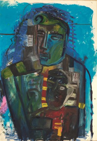 SANDRO CHIA(Firenze 1946)Senza titoloolio e pastello su cartone applicato su...