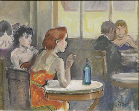 ALBERTO SUGHI(Cesena 1928)Al caff&egrave;olio su tela, cm 40x50firmato