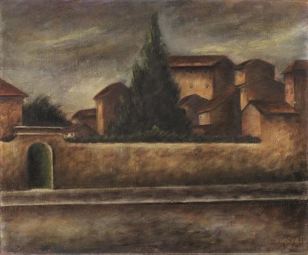 OTTONE ROSAI(Firenze 1895 - Ivrea 1957)Piazza del Carmineolio su tela, cm...
