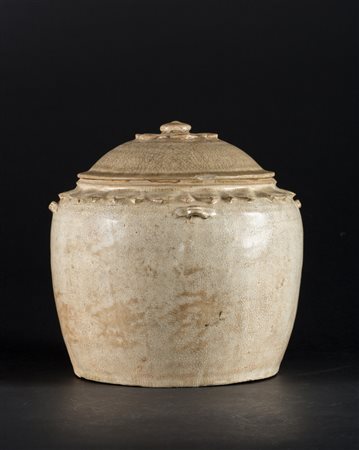 Arte Sud-Est Asiatico Vaso in ceramica con tappo a forma di fiore Vietnam,...