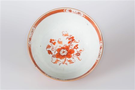 Arte Cinese Coppa in porcellana invetriata color corallo con decorazione...