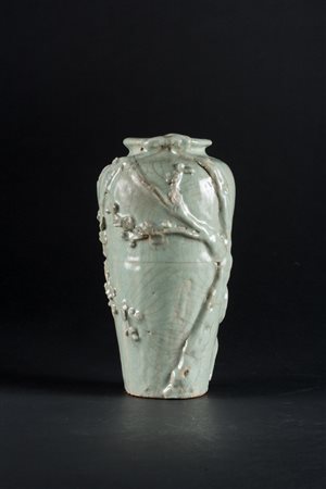 Arte Cinese Vaso celadon in terracotta stampata e ricoperta di invetriatura...