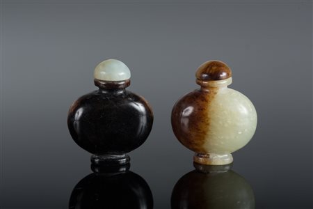 Arte Cinese Coppia di tabacchiere in serpentina Cina, XX secolo . -. Cm 4,50...