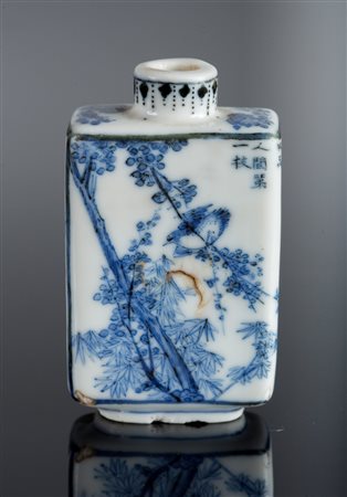 Arte Cinese Tabacchiera in porcellana bianco/blu dipinta con paesaggio Cina,...