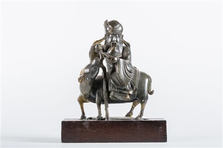 Arte Cinese Scultura in pietra saponaria scura raffigurante Shulao Cina,...