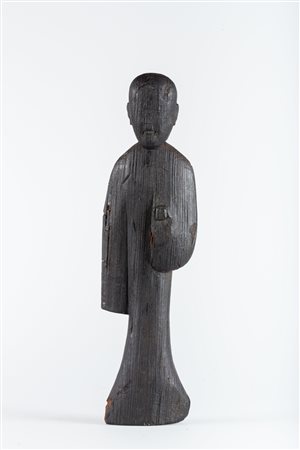 Arte Cinese Statua in legno raffigurante un antenato Cina, periodo Stati...