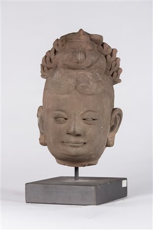 Arte Cinese Testa in pietra Cina, dinastia Song, X - XIII secolo . -. Cm...