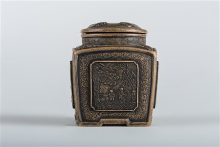 Arte Cinese Scatola da thè in terracotta yixing Cina, XX secolo . -. Cm 8,00...