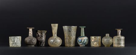 Arte Islamica Set di nove vetri islamici X- XII secolo . -. Cm 17,00....