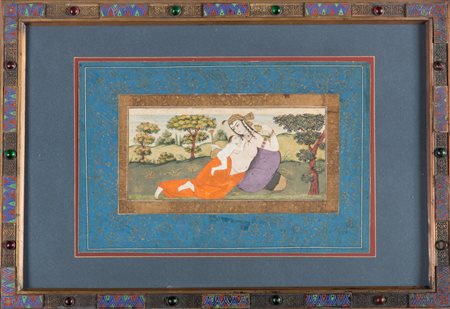 Arte Islamica Miniatura raffigurante una maternità Iran, forse Isfahan,...