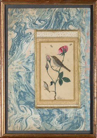 Arte Islamica Pagina di album illustrata ed illuminata firmata da 'Abdullah...