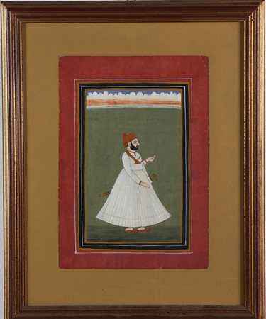 Arte Islamica Miniatura raffigurante un nobile India, Rajasthan, inizio XX...