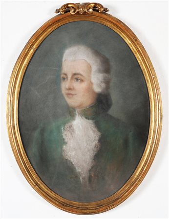 ARTISTA VENETO DEL XVIII SECOLO Ritratto di gentiluomo. Pastelli su carta. Cm...