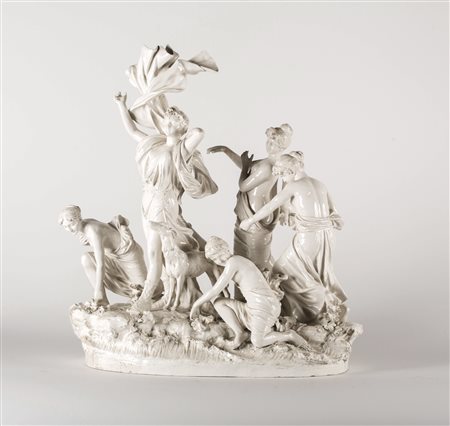 MANIFATTURA DI CAPODIMONTE DEL XIX SECOLO Diana cacciatrice. . porcellana. Cm...
