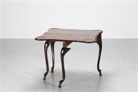 MANIFATTURA LOMBARDA DEL XVIII SECOLO Tavolo da gioco a libro in legno di...