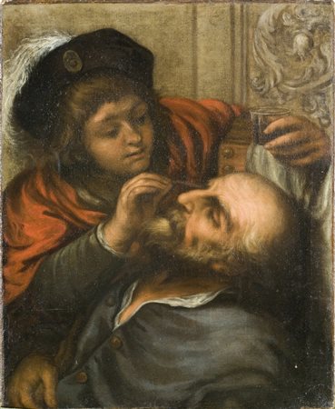 ARTISTA VENETO DEL XVII SECOLO L'oculista. Olio su tela. Cm 72,50 x 59,50....