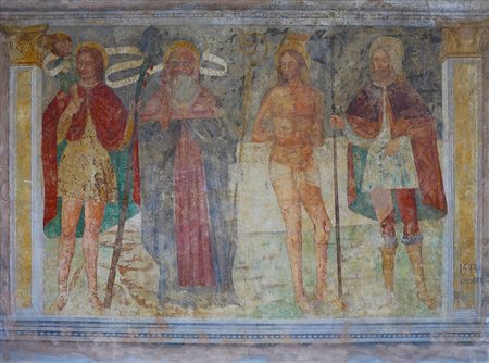 ARTISTA LOMBARDO DEL XVI SECOLO Teoria di santi: San Cristoforo,...