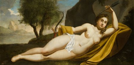 SCUOLA FRANCESE DELLA FINE DEL XVIII SECOLO Diana cacciatrice. . Olio su...