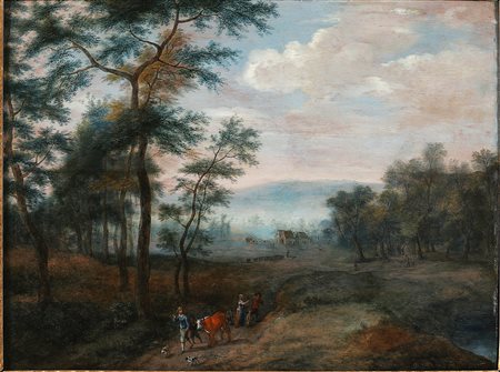 MICHAU THEOBALD (1676 - 1765) Ambiente di. Paesaggio con figure. . Olio su...