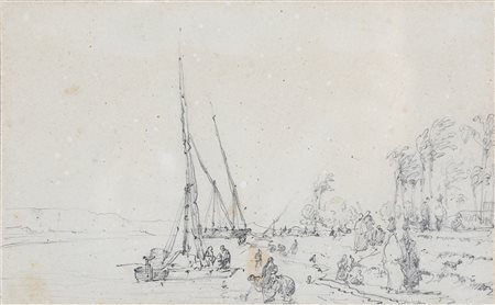 RENICA GIOVANNI (1808 - 1884) Barche sul Nilo. Matita su carta. Cm 17,00 x...