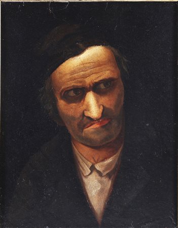 ARTISTA DEL XIX SECOLO Ritratto di uomo. Olio su carta su cartoncino. Cm...